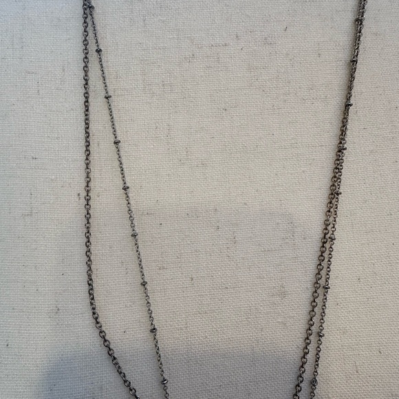 Double Chain Trinket Necklace EUC Silver Crystal copper and white Stone - Picture 7 of 9